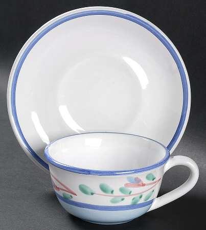 Blue Garland Flat Cup & Saucer Set