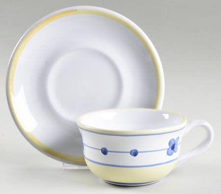 Marina (Blue&Yellow) Flat Cup & Saucer Set