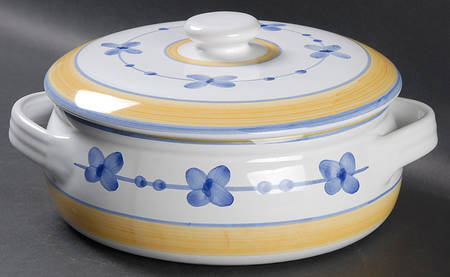 Marina (Blue&Yellow) 1.5 Qt Round Covered Casserole