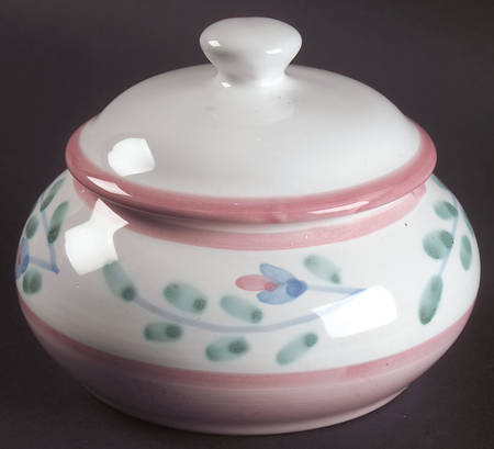 Pink Garland Sugar Bowl & Lid