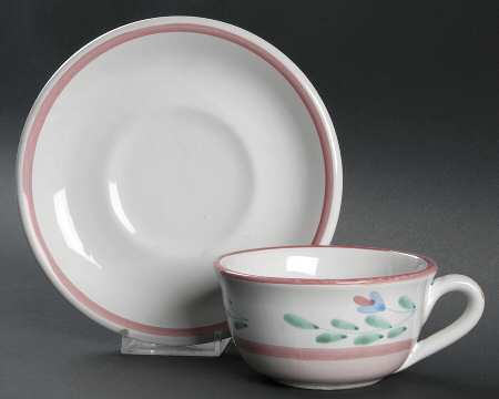 Pink Garland Flat Cup & Saucer Set