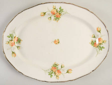 Yellow T Rose 15" Oval Serving Platter
