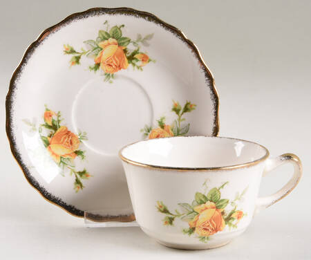 Yellow T Rose Flat Cup & Saucer Set
