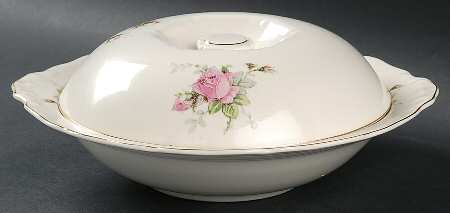 Moss Rose (Solid Gold Trim) Round Covered Vegetable