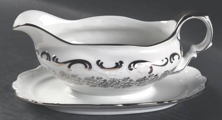 Bridal Rose Gravy Boat with Attached Underplate
