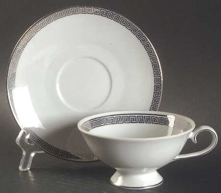 Prestige (Platinum Trim) Footed Cup & Saucer Set