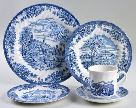 Brook-Blue, The (Made in England) 5 Piece Place Setting