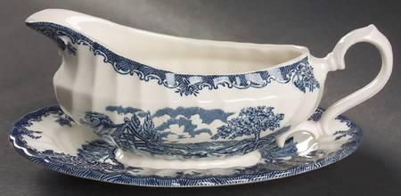 Brook-Blue, The (Made in England) Gravy Boat & Underplate/Relish