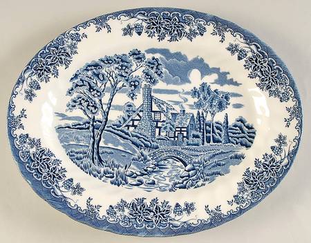 Brook-Blue, The (Made in England) 12" Oval Serving Platter