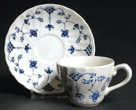 Finlandia (Swirl Rim, England) Flat Demitasse Cup & Saucer Set
