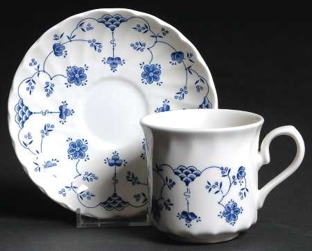 Finlandia (Swirl Rim, England) Large Flat Cup & Saucer Set