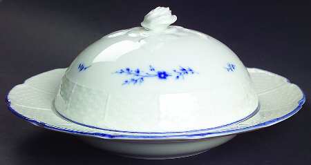 Blue Carnation Round Covered Butter