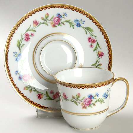 Country Flowers Flat Demitasse Cup & Saucer Set