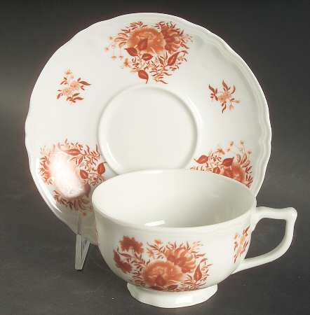 Copper Rose Footed Cup & Saucer Set by Ceralene
