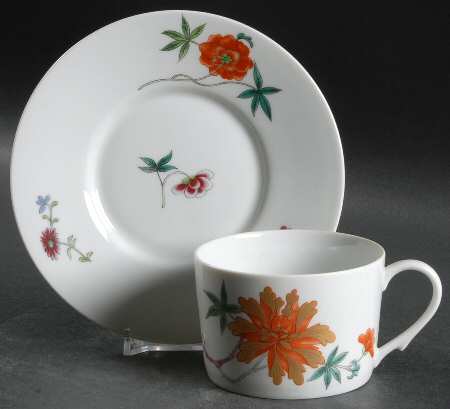 Hanoi (White Background) Flat Cup & Saucer Set by Ceralene