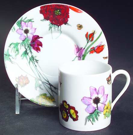 Jardin De Fleurs Flat Demitasse Cup & Saucer Set