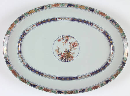 Koutani (Celadon Background) 16" Oval Serving Platter