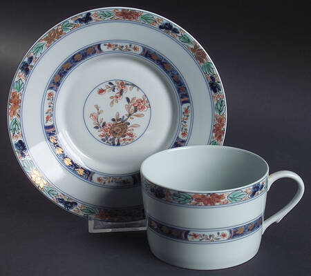 Koutani (Celadon Background) Flat Cup & Saucer Set
