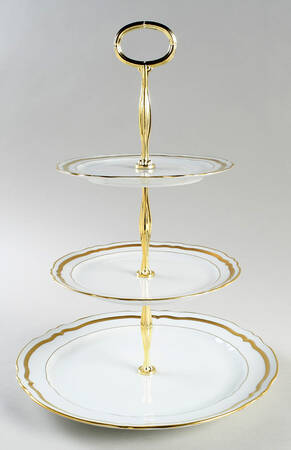 Marie Antoinette (Gold) 13 7/8"-14 1/4" 3-Tiered Serving Tray(DP,SP,BB) HC
