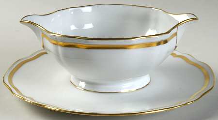 Marie Antoinette (Gold) Gravy Boat with Attached Underplate