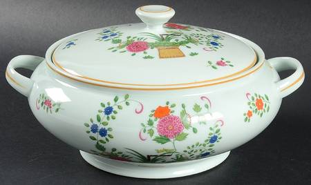 Panier Chinois Celadon Round Covered Vegetable