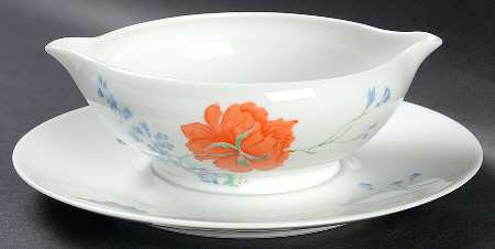 Pavot Poppy Gravy Boat with Attached Underplate