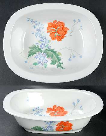 Pavot Poppy 9" Oval Vegetable Bowl