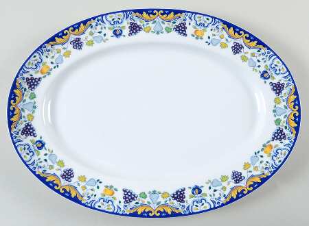 Vendanges (Blue Trim) 14" Oval Serving Platter