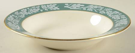Teal Green (No Floral Center) Rim Soup Bowl
