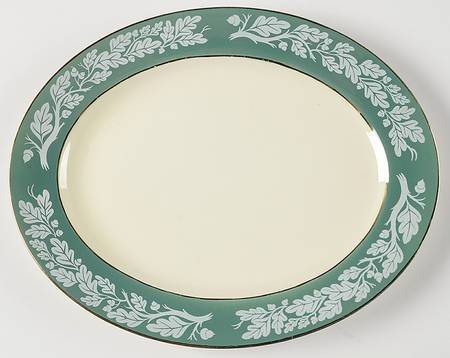 Teal Green (No Floral Center) 12" Oval Serving Platter