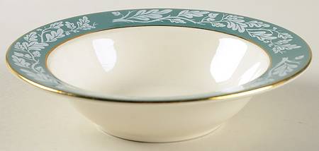 Teal Green (No Floral Center) Rim Fruit/Dessert (Sauce) Bowl