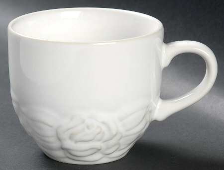 French Country Rose Oyster White Flat Cup