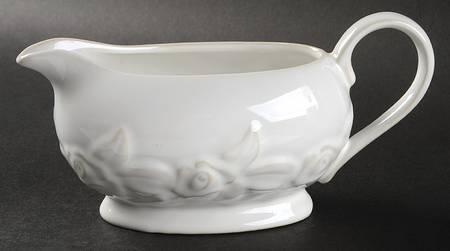French Country Rose Oyster White Gravy Boat
