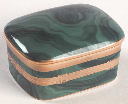 Gaudron Malachite Green Rectangular Box with Lid