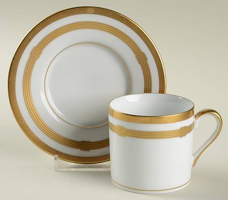 Gaudron White Flat Demitasse Cup & Saucer Set