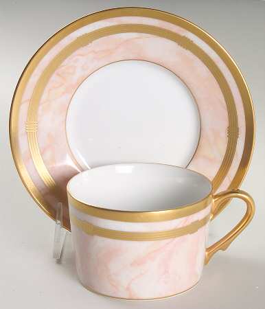 Gaudron Marbre Rose Flat Cup & Saucer Set