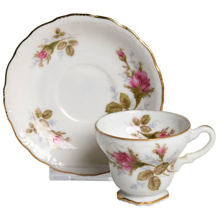 Moss Rose Footed Demitasse Cup & Saucer Set