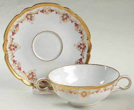 Alencon Flat Cream Soup Bowl & Saucer Set