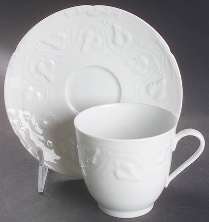 Imperatrice All White Flat Cup & Saucer Set