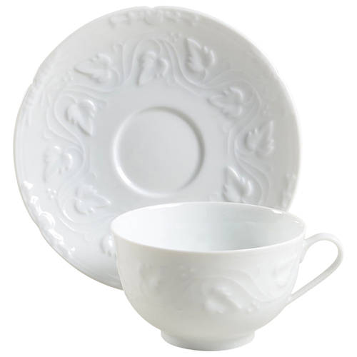 Imperatrice All White Flat Cup & Saucer Set