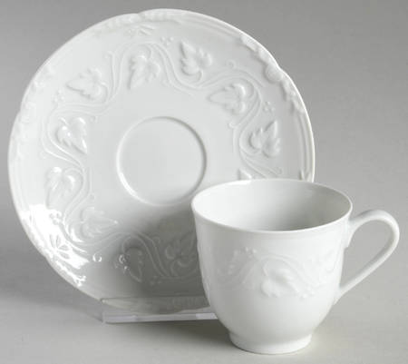 Imperatrice All White Footed Demitasse Cup & Saucer Set