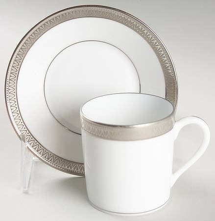 Malmaison Platinum (No Verge) Flat Demitasse Cup & Saucer Set