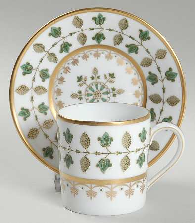 Matignon Green Flat Demitasse Cup & Saucer Set