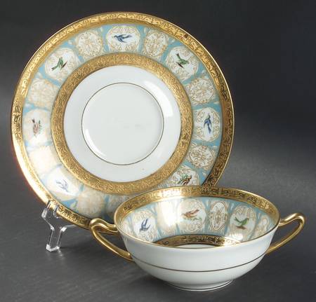 Pompadour Flat Cream Soup Bowl & Saucer Set
