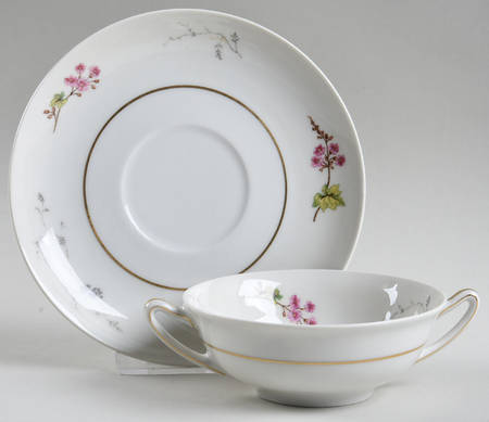 Spring Blossom Flat Cream Soup Bowl & Saucer Set