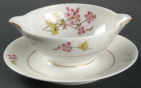Spring Blossom Gravy Boat with Attached Underplate
