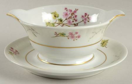 Spring Blossom Gravy Boat with Attached Underplate