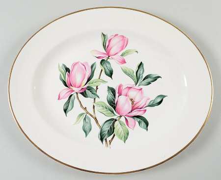 Pink Magnolia 13" Oval Serving Platter