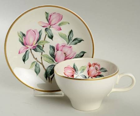 Pink Magnolia Flat Cup & Saucer Set