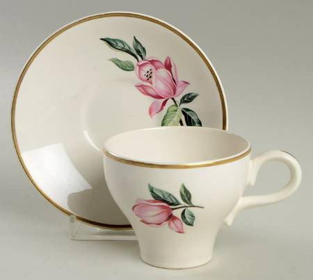 Pink Magnolia Flat Demitasse Cup & Saucer Set